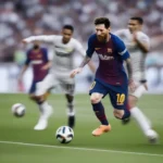 Messi đi bóng qua nhiều hậu vệ