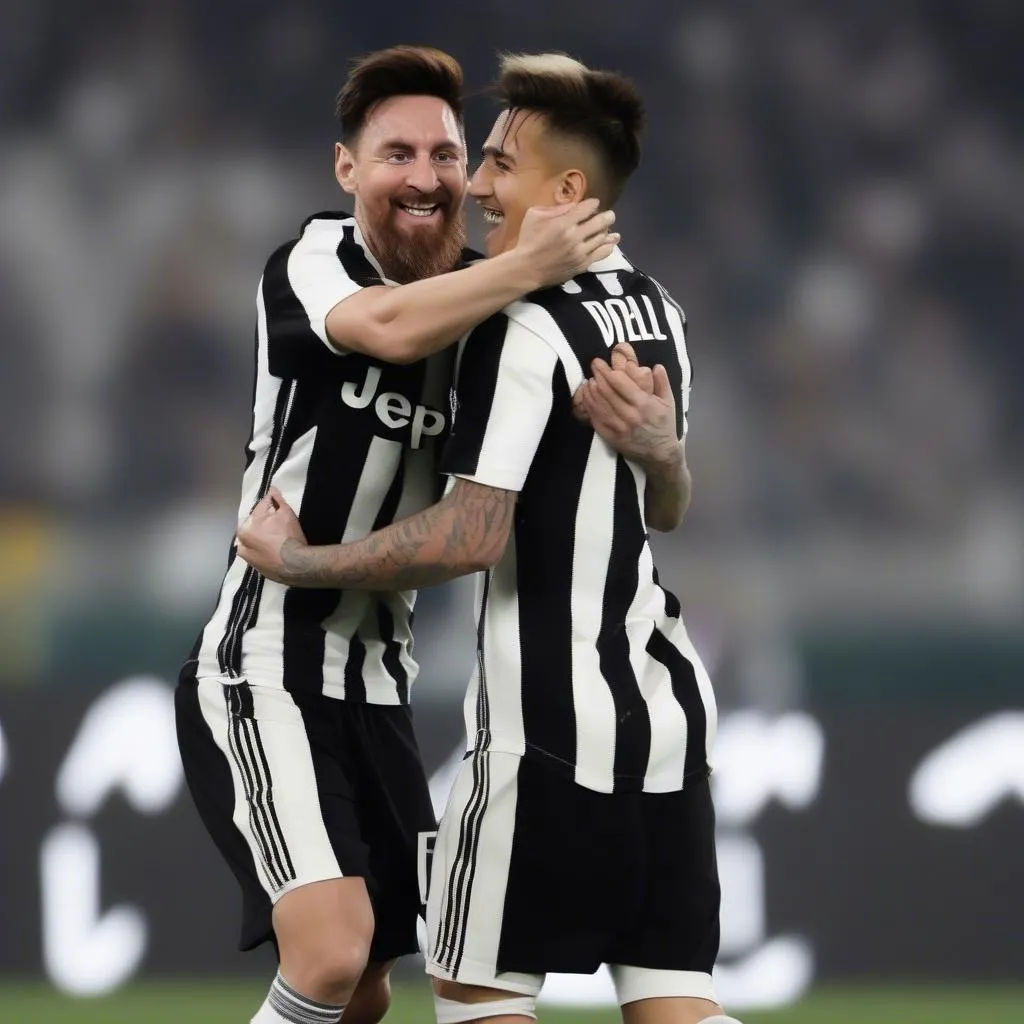 Hình ảnh Messi và Dybala ăn mừng bàn thắng cho Juventus