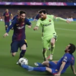 Messi ghi bàn trong trận đấu giữa Barca và Chelsea