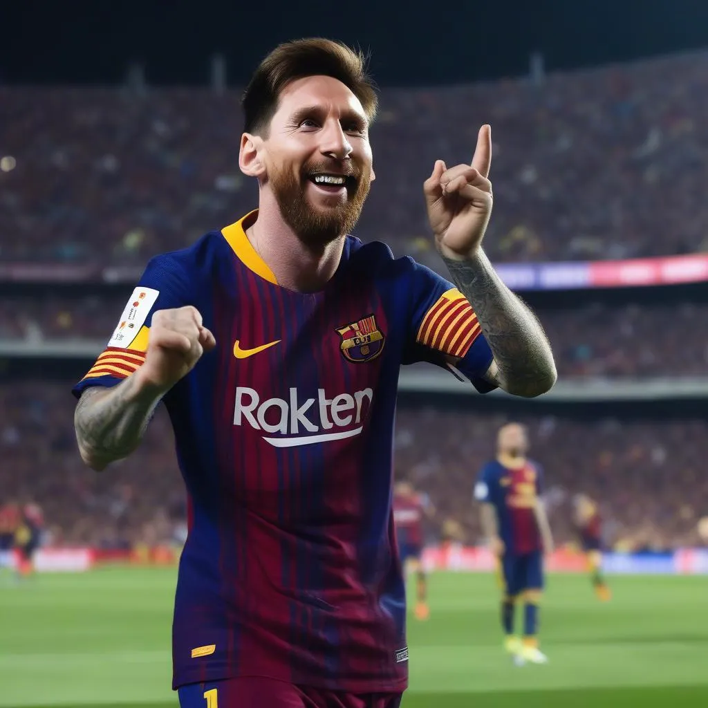 Leo Messi ghi bàn cho Barcelona trong một trận đấu