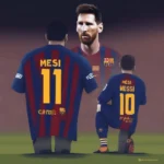 Hình ảnh Messi trong trang phục thi đấu của Barcelona, thể hiện sự tiếc nuối khi anh giải nghệ