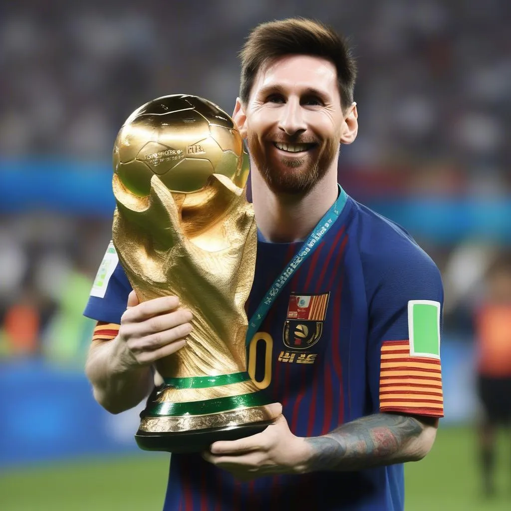 Messi nâng cúp vàng World Cup