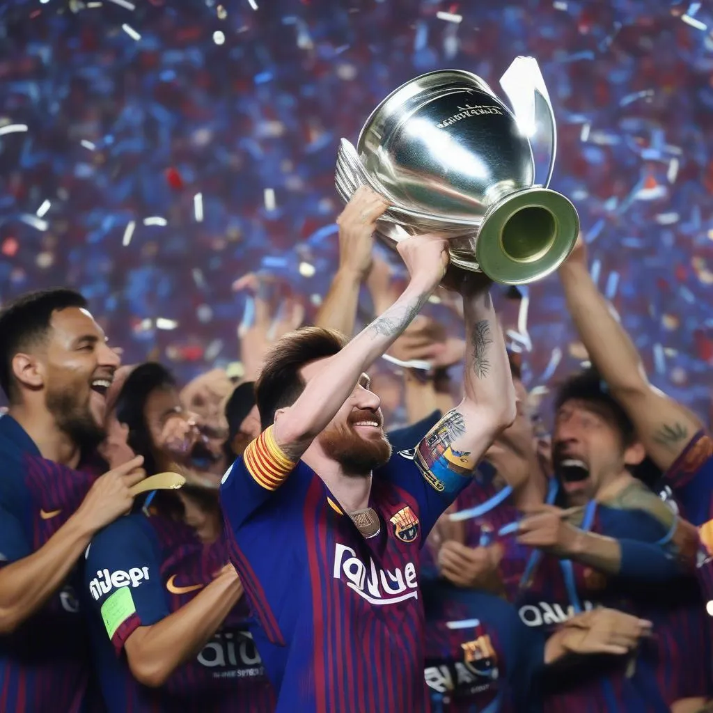 Messi ăn mừng chức vô địch Champions League