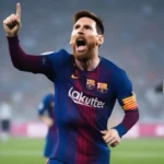 Messi giơ tay ăn mừng bàn thắng