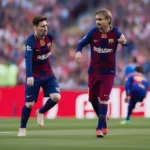 Messi và Griezmann trong màu áo Barcelona