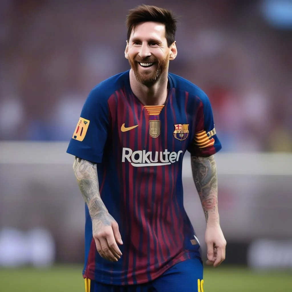 Messi nở nụ cười rạng rỡ trên sân cỏ