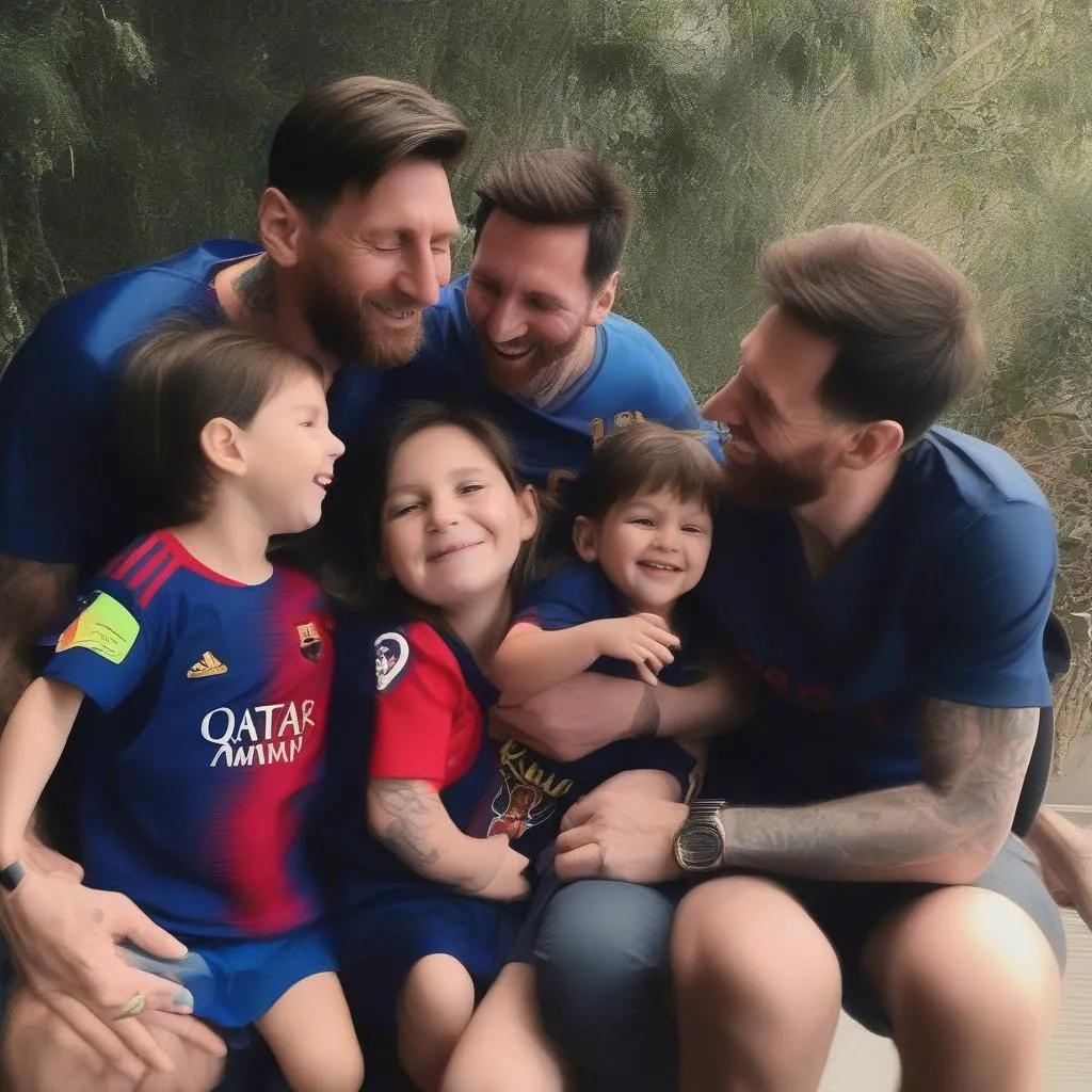 Messi cười hạnh phúc bên gia đình