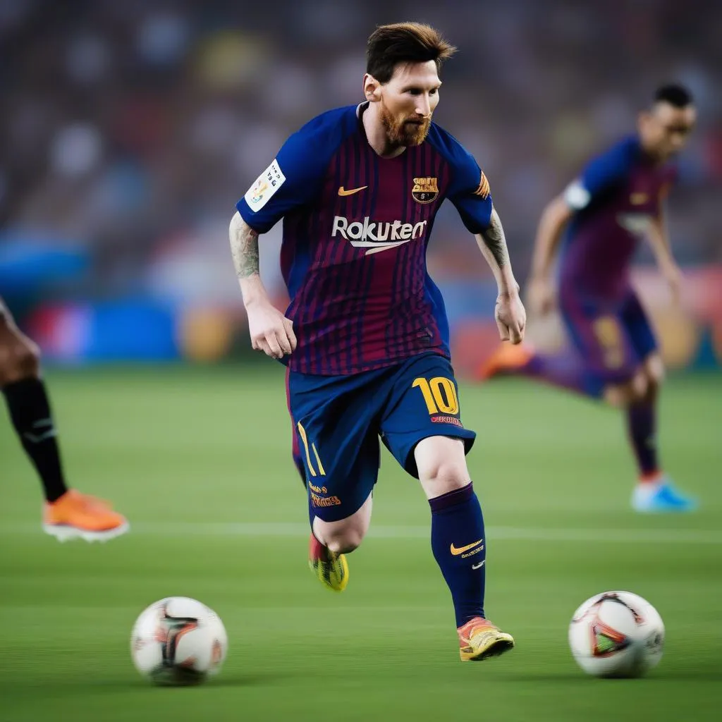 Messi đi bóng bằng chân trái