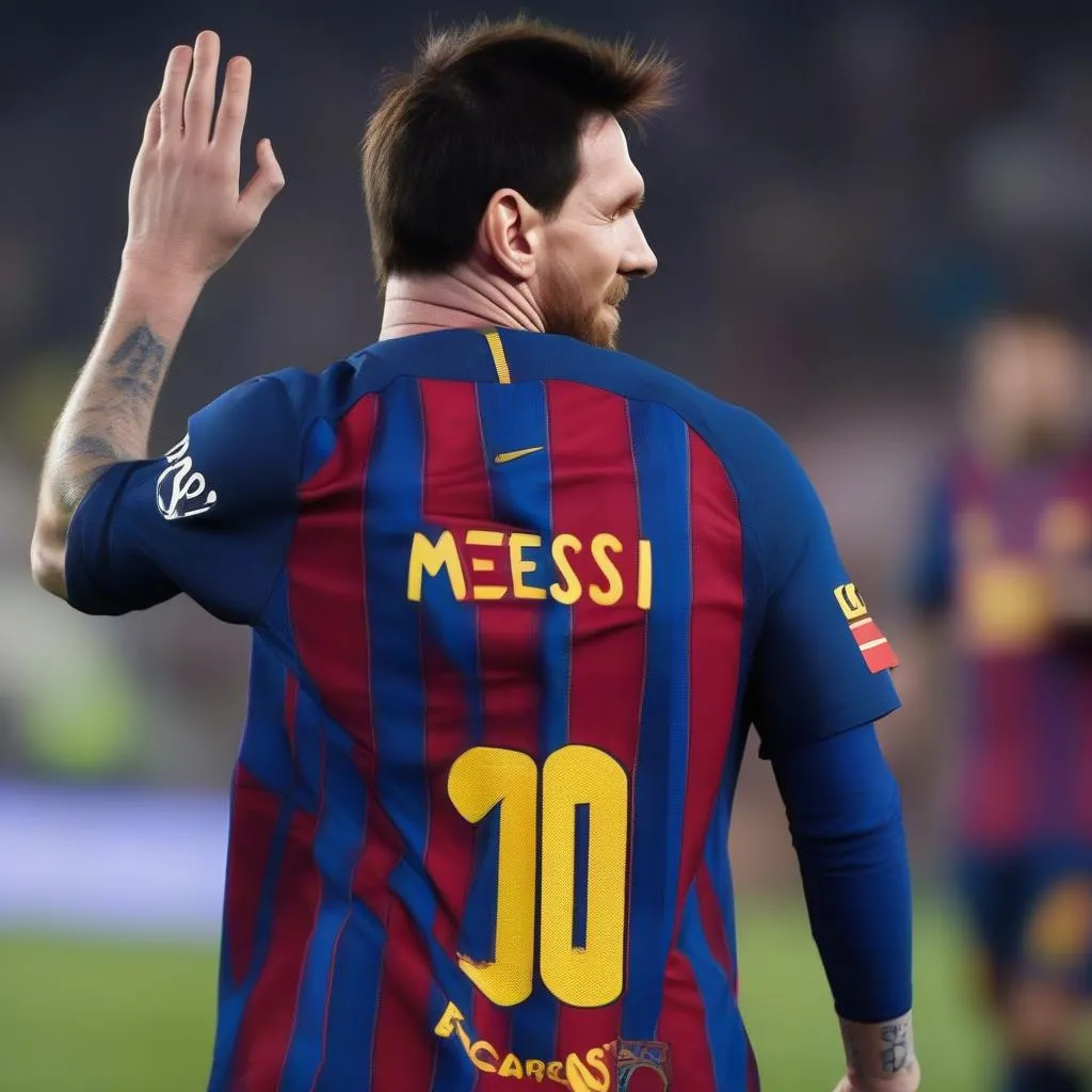 Hình ảnh Messi đeo băng đội trưởng Barcelona