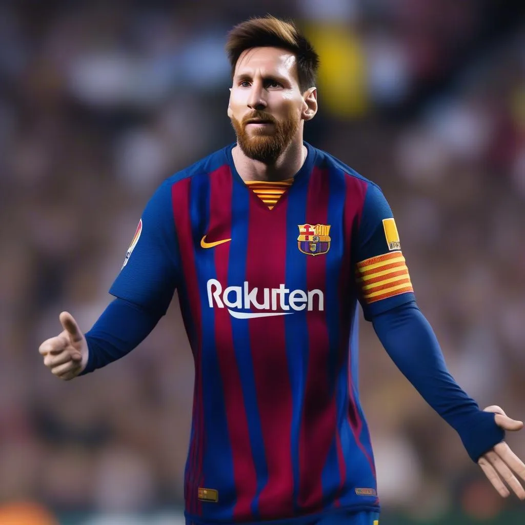 Lionel Messi trong trận đấu La Liga, biểu tượng cho sự vĩ đại của anh ấy.