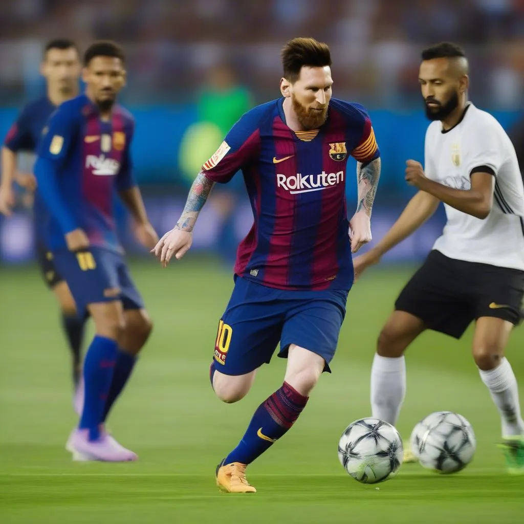 Messi luồn lách qua hàng phòng ngự