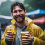 Messi mặc áo mưa