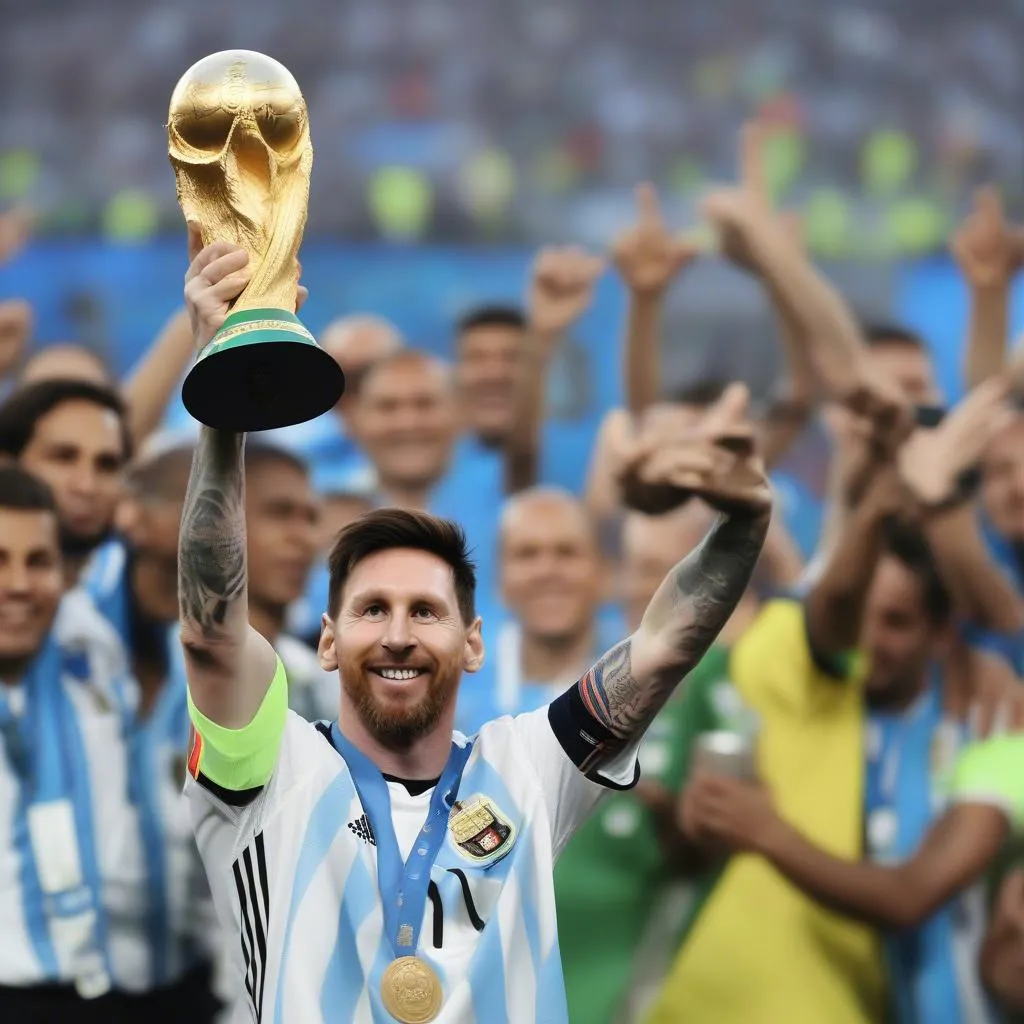 Messi nâng cao cúp vàng World Cup