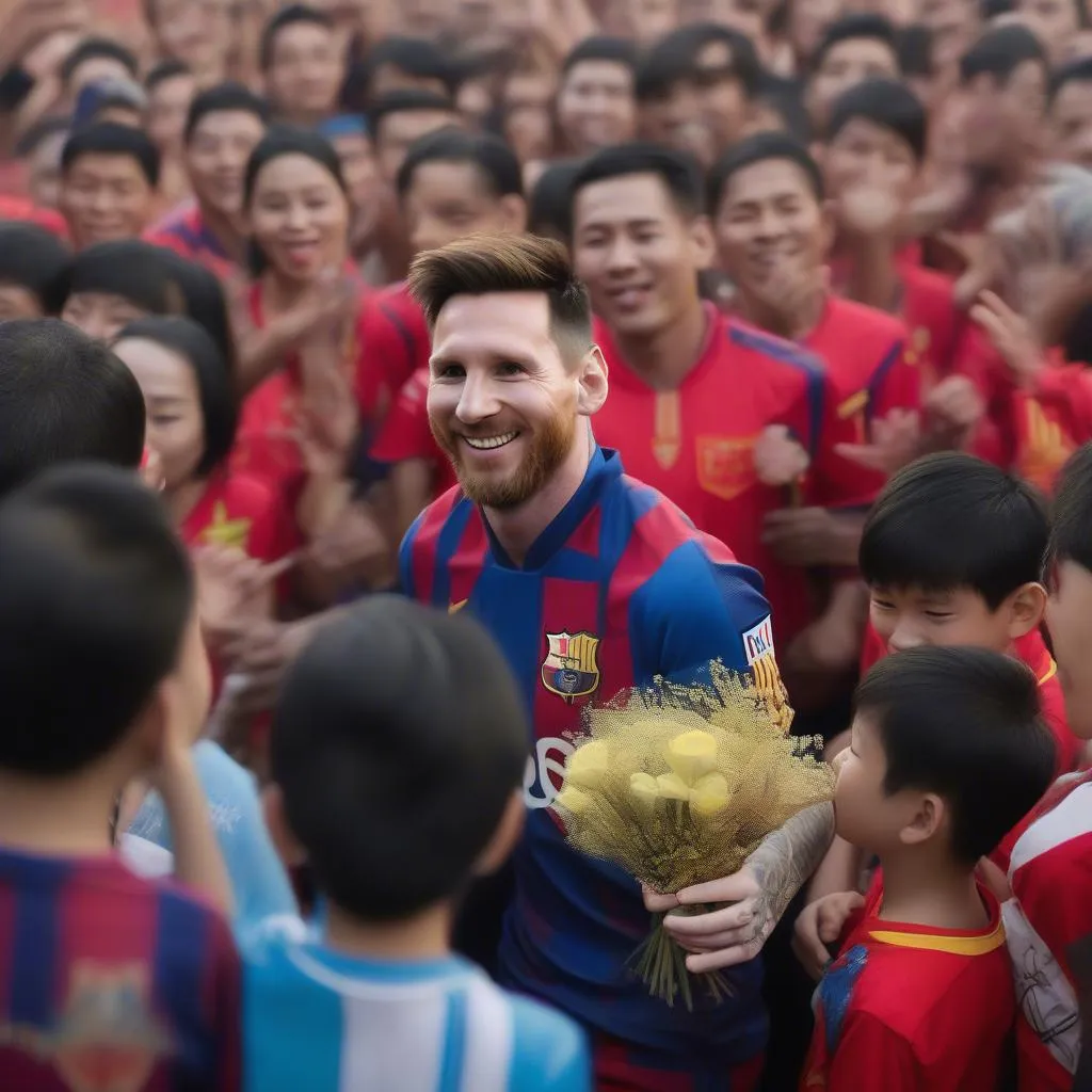 Messi nhận quà lưu niệm từ người hâm mộ Việt Nam