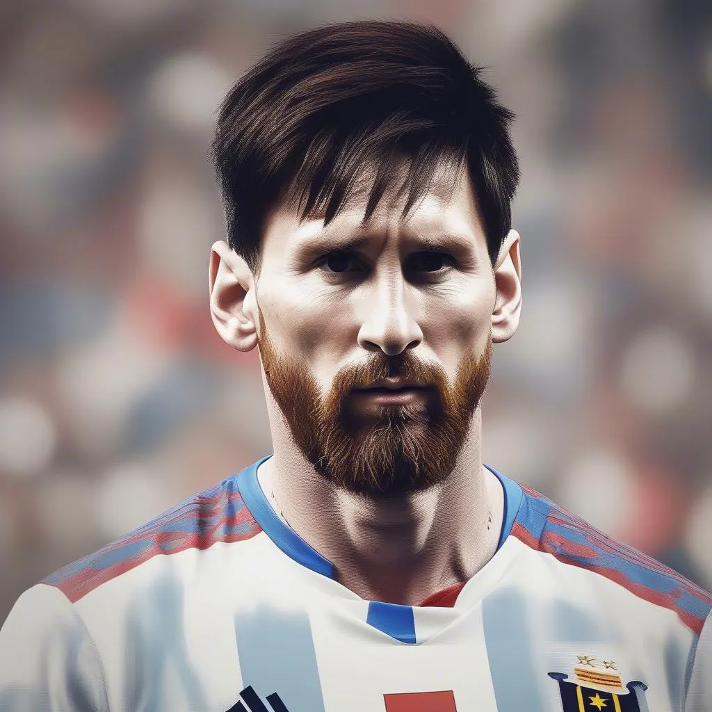 Messi nhìn vào quả bóng đá của đội tuyển Việt Nam