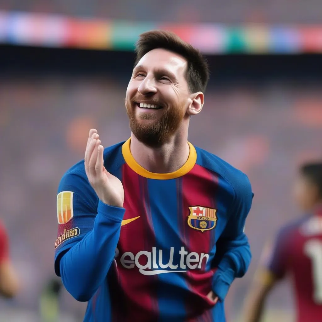 Messi ăn mừng với nụ cười rạng rỡ