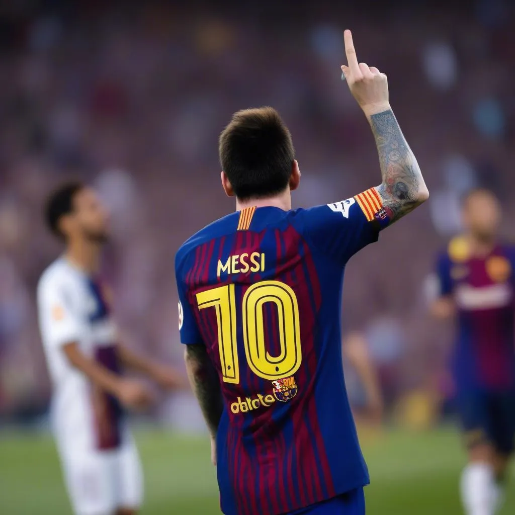 Hình ảnh Messi mặc áo số 10 Barcelona