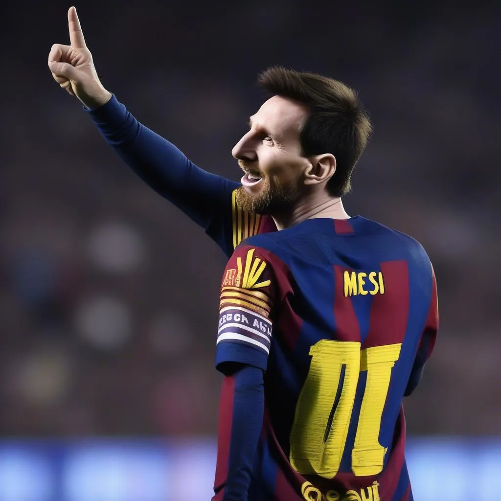 Messi chỉ tay lên trời