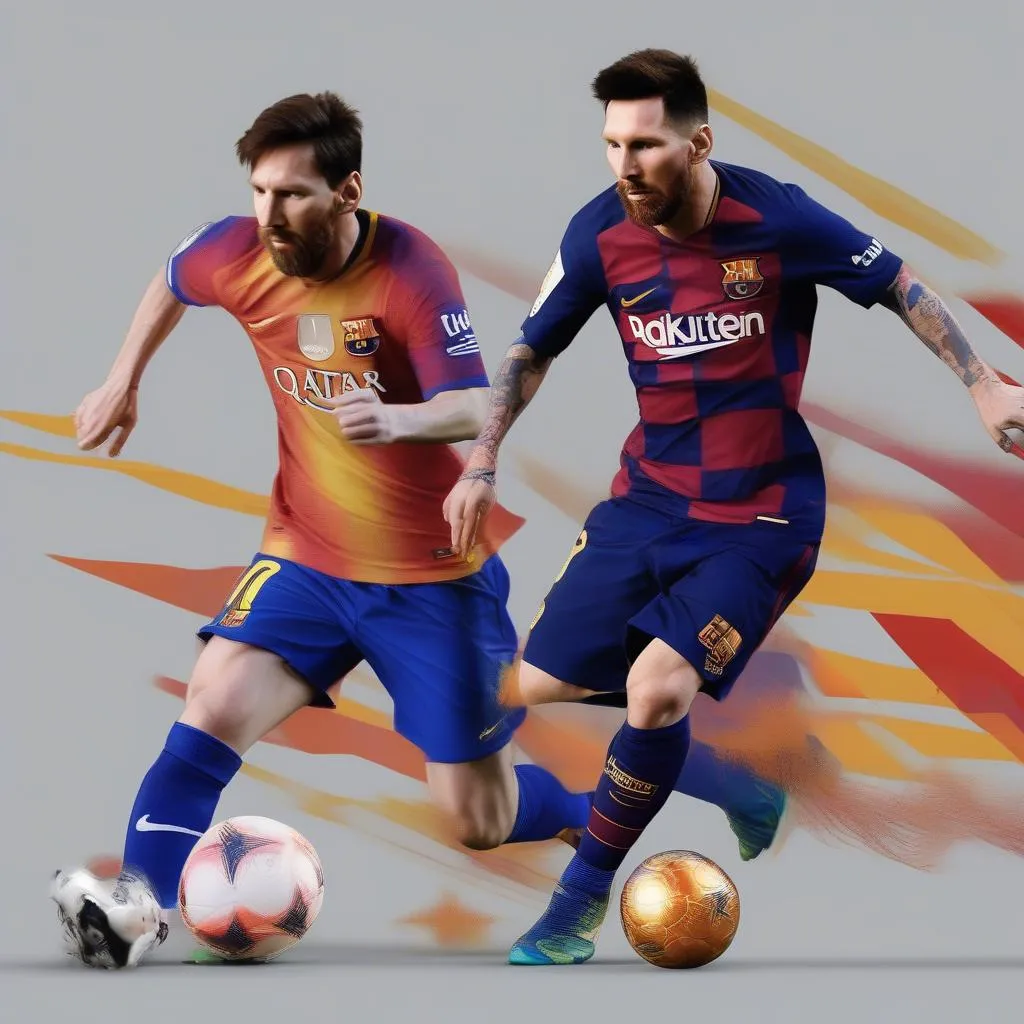 Lionel Messi trong màu áo Barcelona, một biểu tượng của sự vĩ đại.