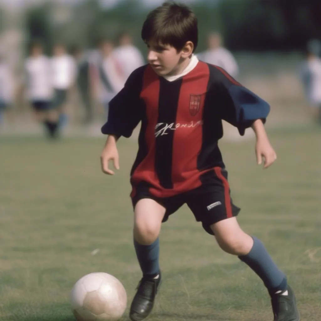 Lionel Messi khi còn nhỏ tuổi, cùng với đội bóng thiếu niên Newell's Old Boys, Argentina