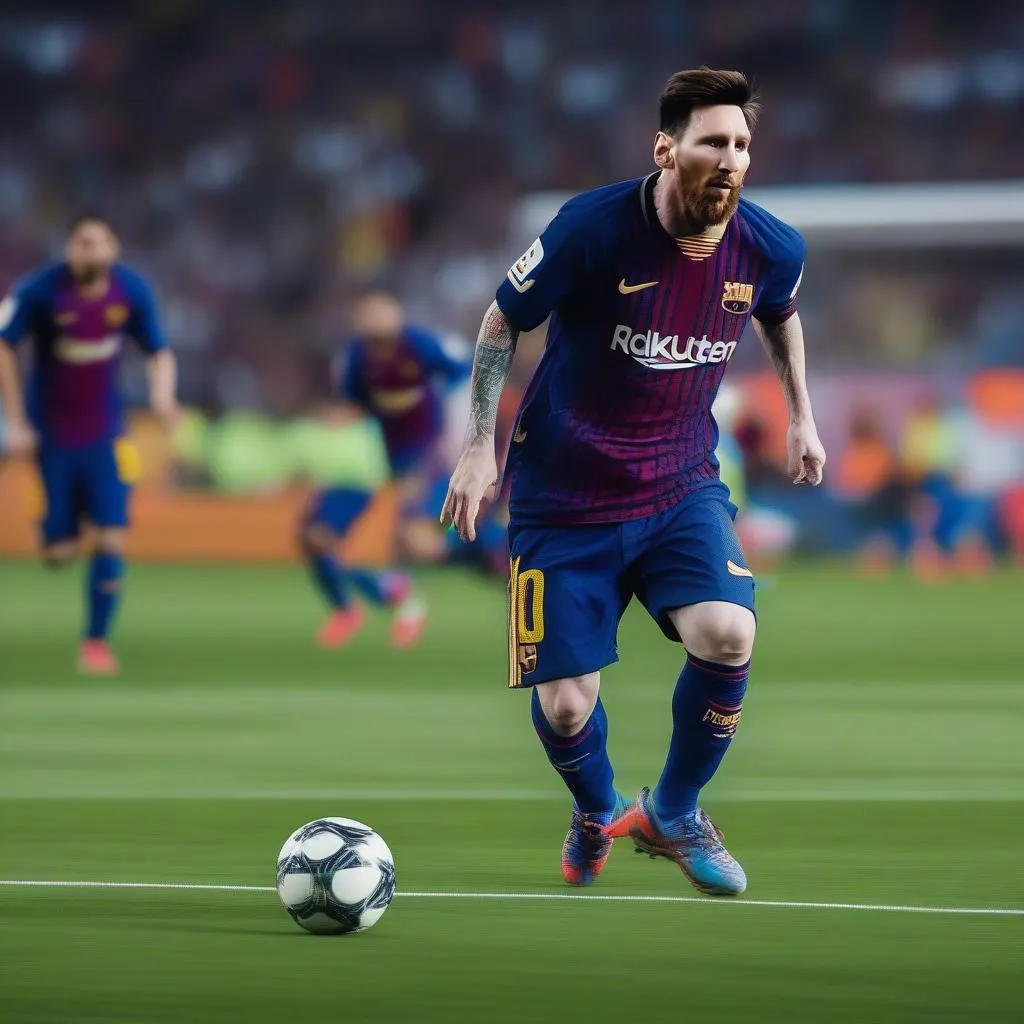 Lionel Messi với pha đi bóng qua người đầy ma thuật, tạo nên ấn tượng mạnh mẽ cho người xem