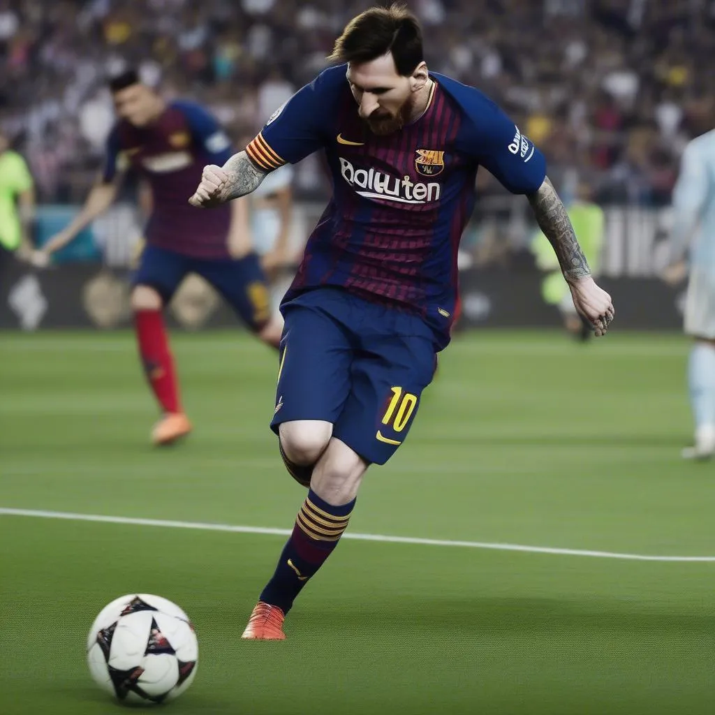 Lionel Messi ghi bàn thắng ấn tượng vào lưới đối thủ, thể hiện sự uy quyền của mình trên sân cỏ