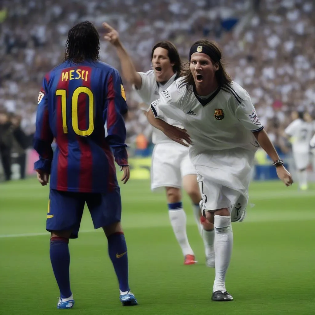 Messi and Ronaldinho vs Real Madrid in La Liga