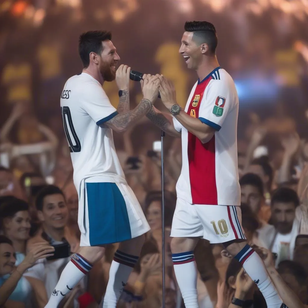 Messi và Ronaldo cùng nhau kết hợp trong một trận rap battle giả định