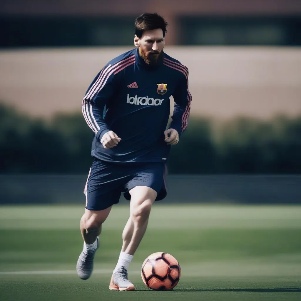 Hình ảnh Messi tập luyện bóng đá