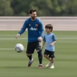 Messi và Thiago trên sân tập