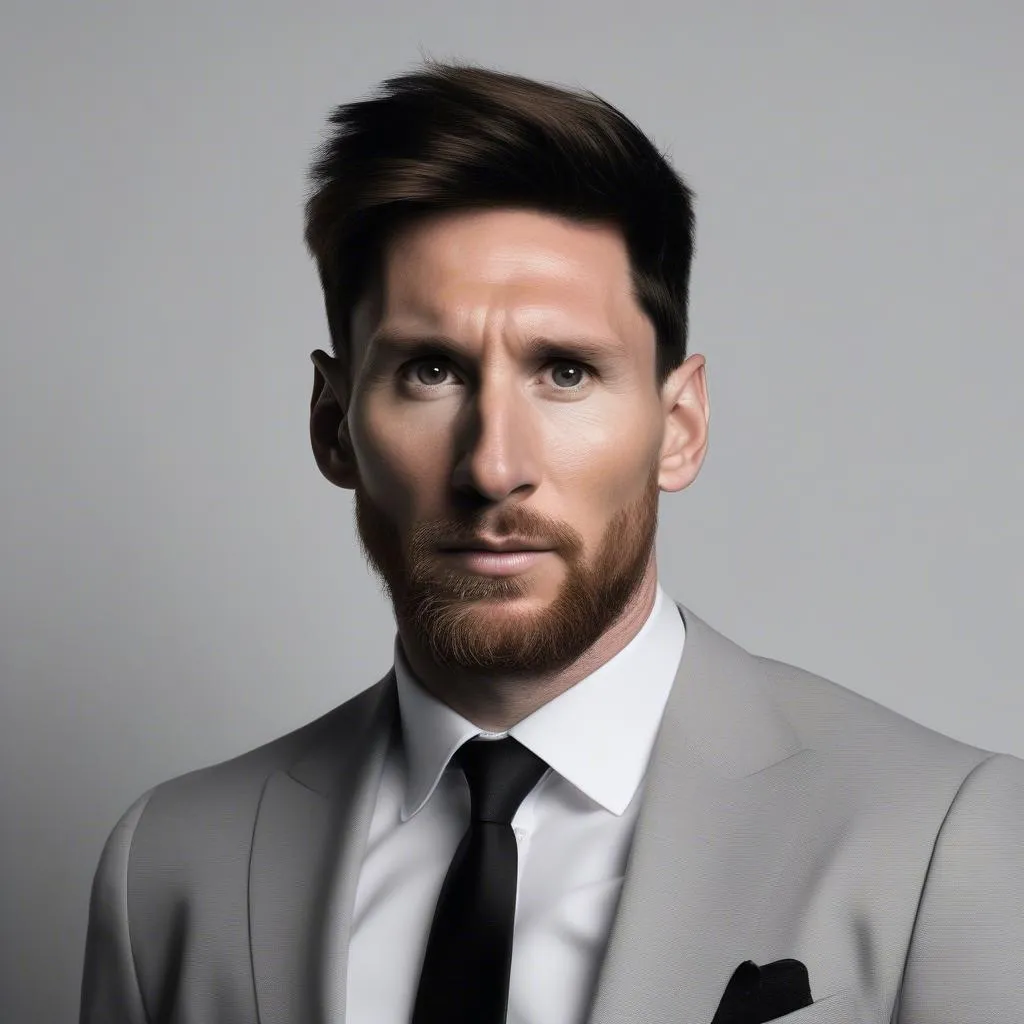 Lionel Messi trong bộ vest đen lịch lãm