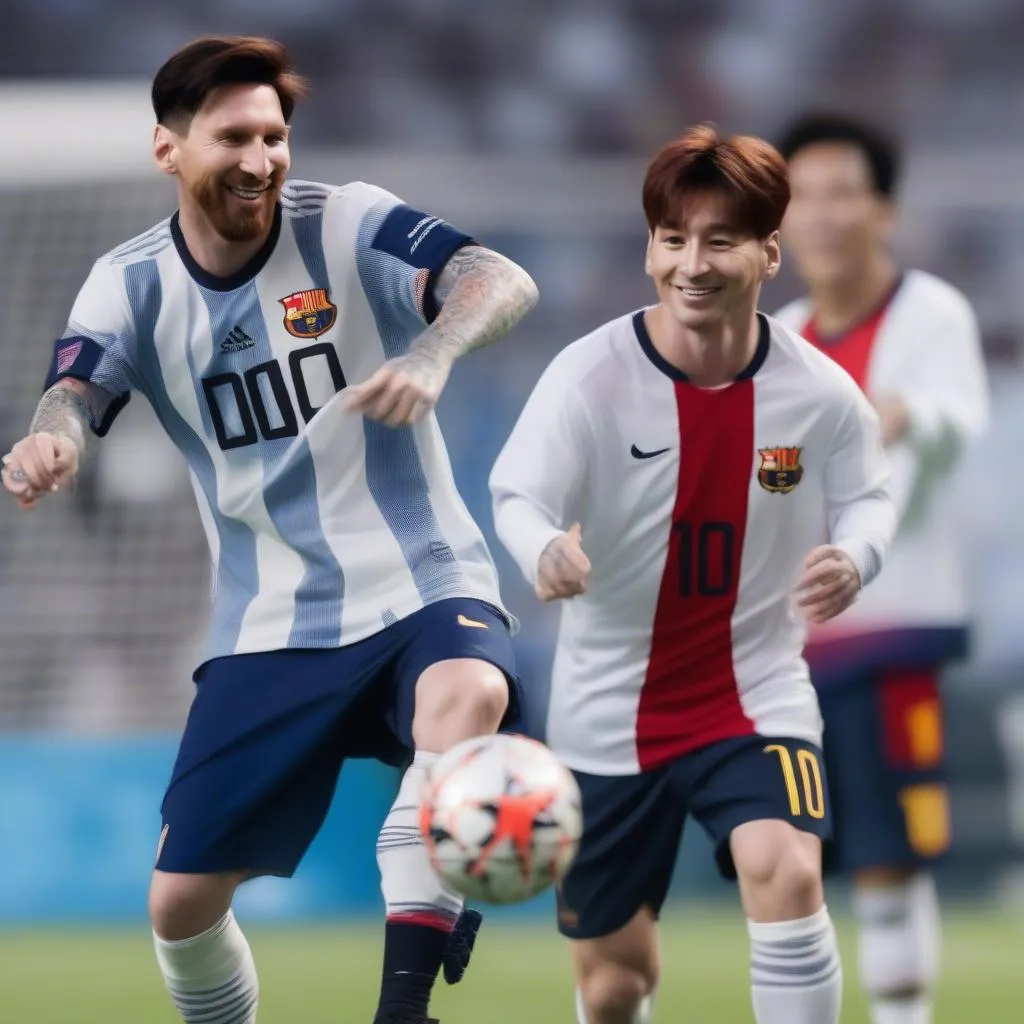 Messi và Jungkook đá bóng