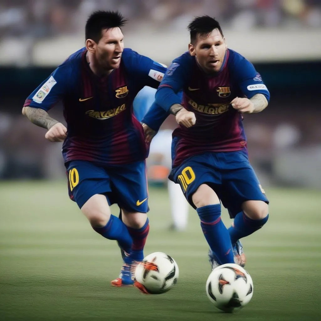 Hình ảnh Messi và Medel thi đấu với phong cách khác biệt