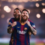 Messi và Raphinha ăn mừng bàn thắng