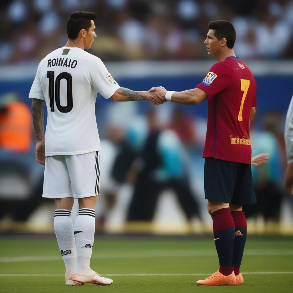 Messi và Ronaldo bắt tay nhau