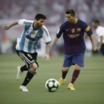 Messi và Ronaldo trên sân cỏ