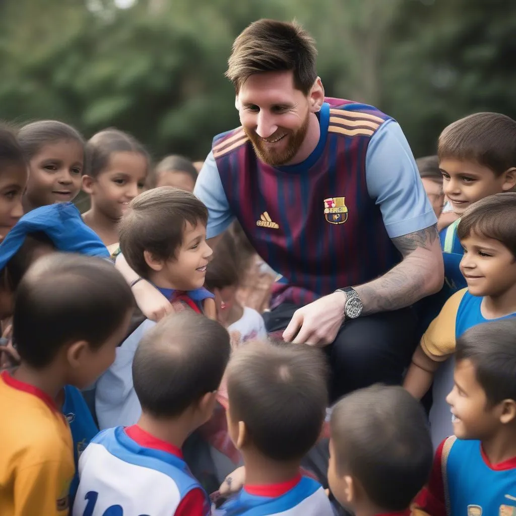 Messi with children