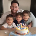 Messi và vợ Antonela Roccuzzo cùng ba con trai: Thiago, Mateo và Ciro.