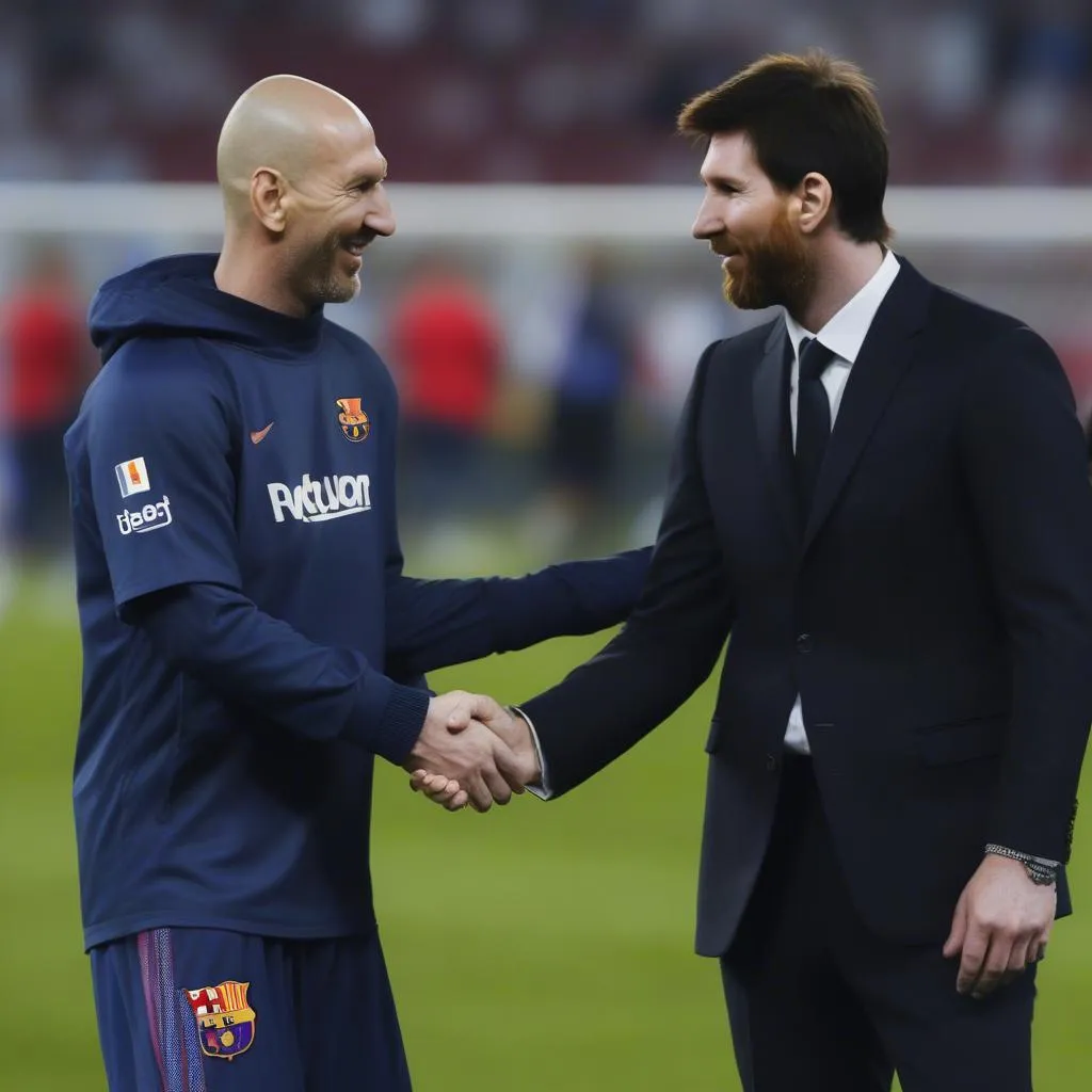 Messi và Zidane bắt tay sau trận đấu