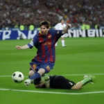 Messi và Van Der Saar trong trận chung kết Champions League 2009