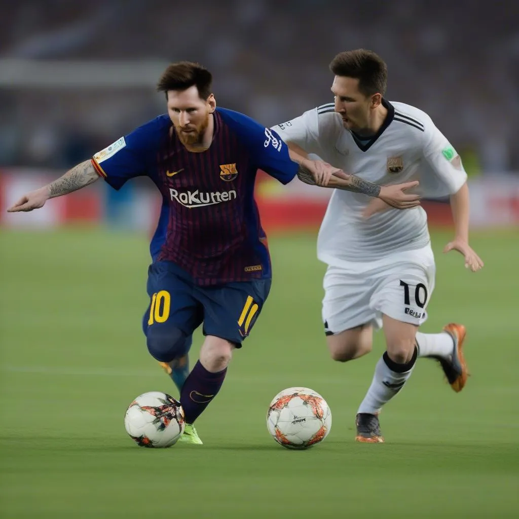 Messi và Van Der Saar đối đầu trên sân cỏ