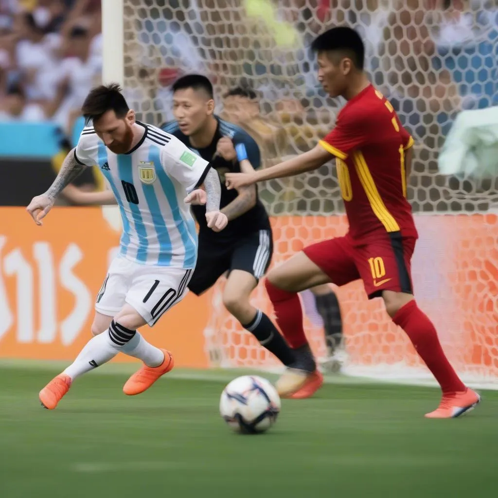 Messi và Văn Lâm đối đầu