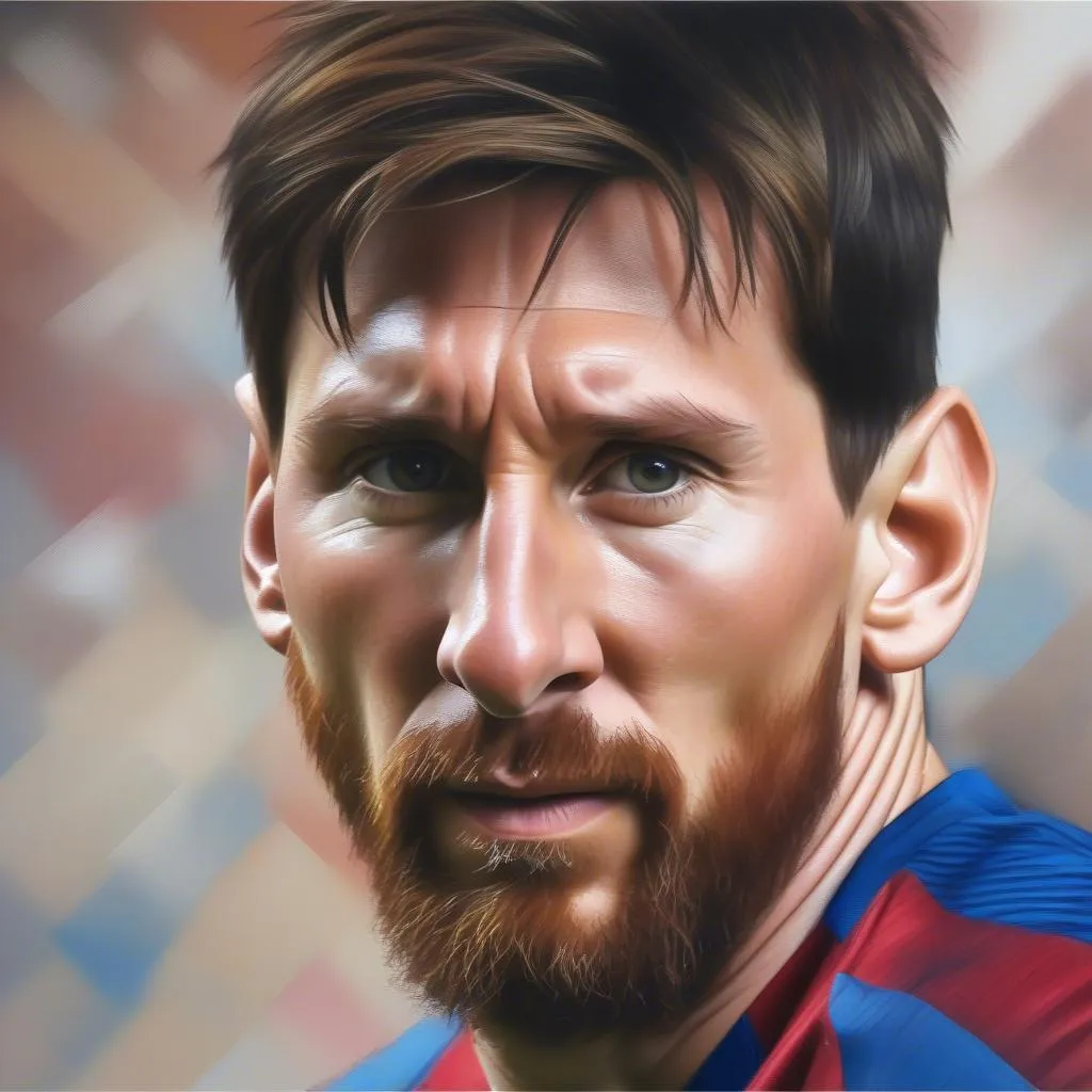 Tranh chân dung Messi được vẽ với giá trị nghệ thuật cao, thể hiện sự tài năng và kỹ thuật của họa sĩ