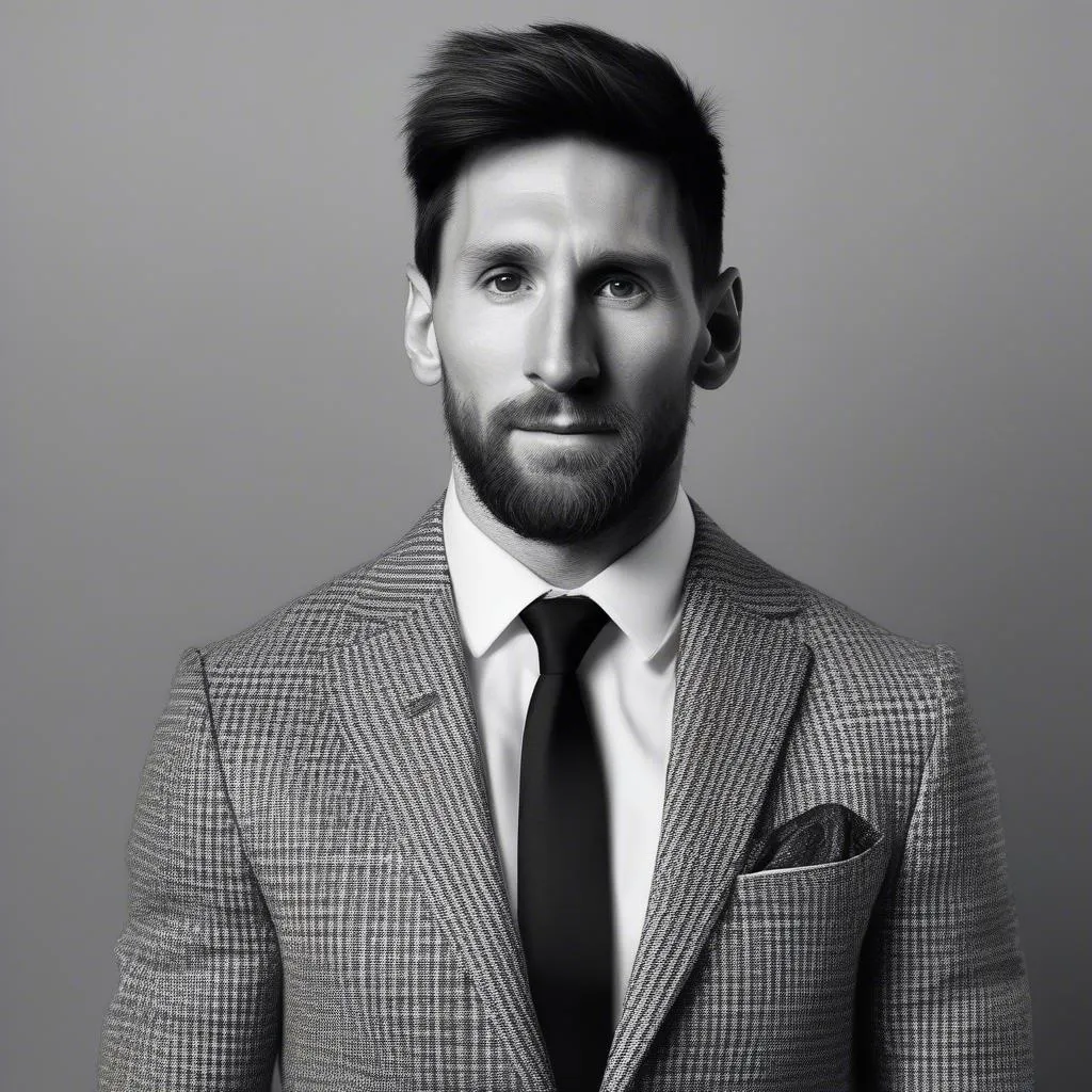 Lionel Messi trong một chiếc vest họa tiết