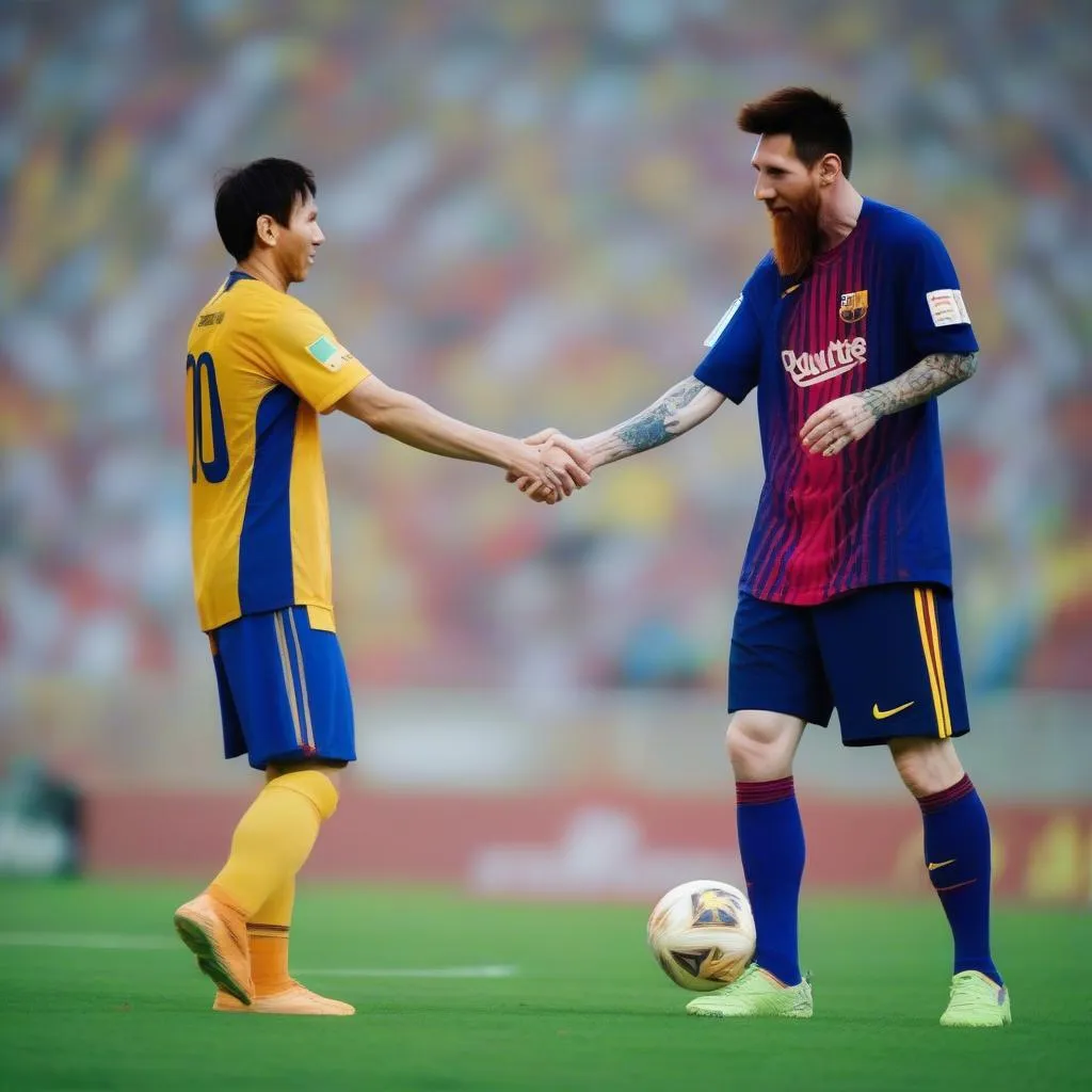 Messi and Vietnamese footballer