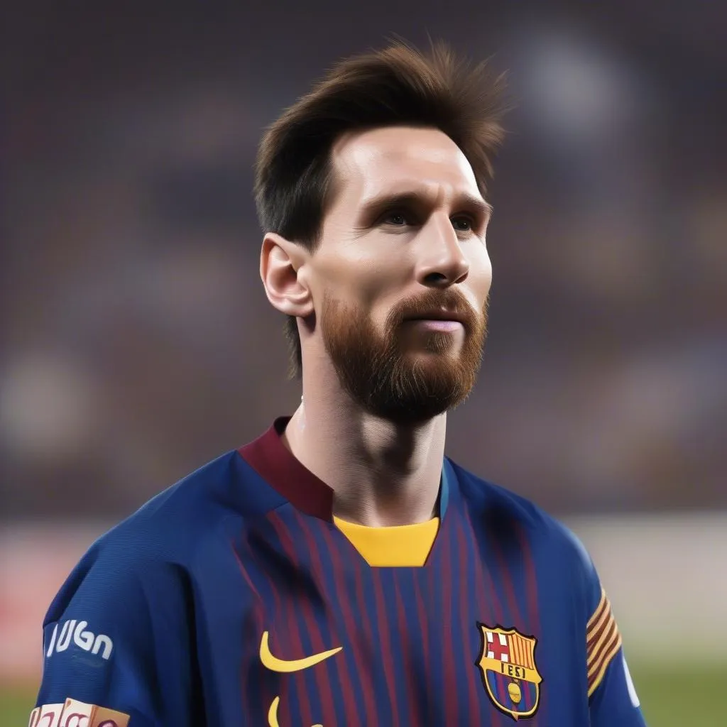 Hình ảnh Messi trong màu áo Barcelona, biểu tượng cho sự vĩ đại của một huyền thoại bóng đá