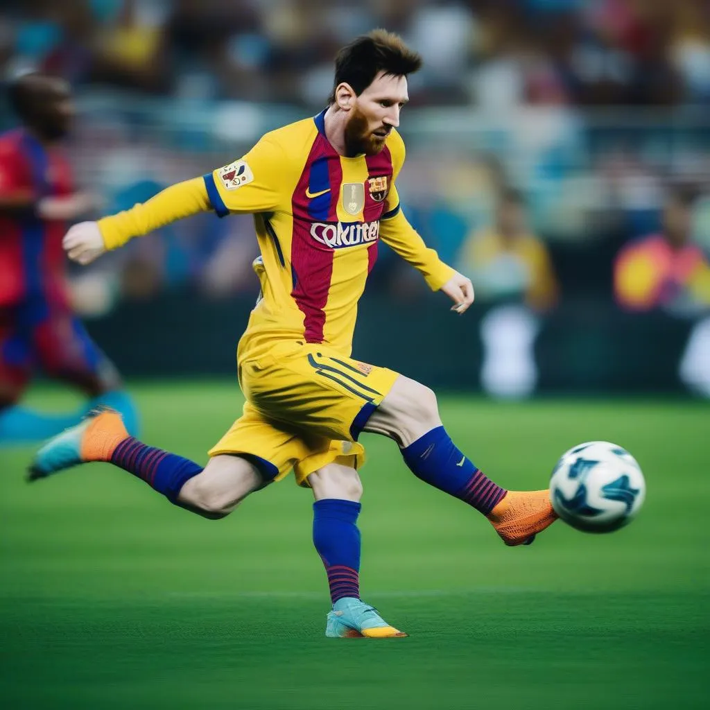 Messi thể hiện kỹ thuật điêu luyện với pha đi bóng qua hàng thủ đối phương