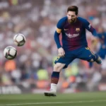 Lionel Messi, huyền thoại bóng đá, thực hiện một cú sút đầy kỹ thuật trong trận đấu