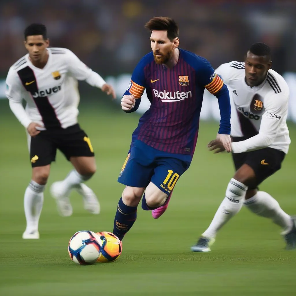 Messi vượt qua hậu vệ