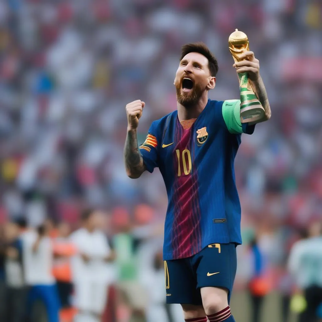 Messi nâng cao cúp vàng World Cup 2022